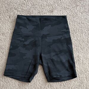 Lululemon Black Camouflage High-Waisted Shorts